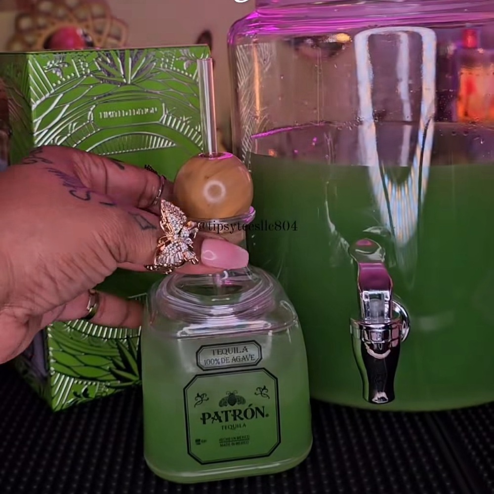 Silver Patron reusable Tequila cup with Stopper and straw 10/$100 lots available